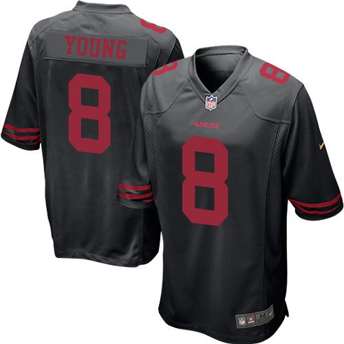 Men San Francisco 49ers #8 Steve Young Nike Black Game Player NFL Jersey